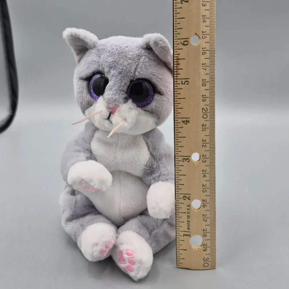 Ty Beanie Bellies Morgan the Grey Cat‎ Plush Stuffed Animal Glitter Eyes 6 Inch